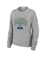 Women's Wear by Erin Andrews Heather Gray Seattle Seahawks Knit Long Sleeve Tri-Blend T-shirt and Pants Sleep Set