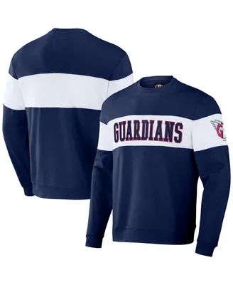 Men's Darius Rucker Collection by Fanatics Navy Cleveland Guardians Stripe Pullover Sweatshirt