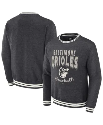 Men's Darius Rucker Collection by Fanatics Heather Charcoal Distressed Baltimore Orioles Vintage-Like Pullover Sweatshirt