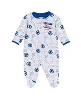 Newborn and Infant Boys Girls Wear by Erin Andrews White Chicago Cubs Sleep Play Full-Zip Footed Jumper with Bib