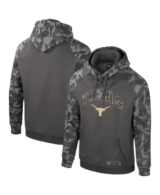 Men's Colosseum Charcoal Texas Longhorns Oht Military-Inspired Appreciation Camo Raglan Pullover Hoodie