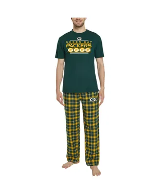 Men's Concepts Sport Green, Gold Green Bay Packers Arctic T-shirt and Flannel Pants Sleep Set