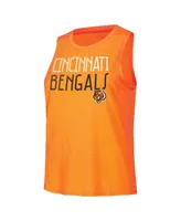 Women's Concepts Sport Black, Orange Distressed Cincinnati Bengals Muscle Tank Top and Pants Lounge Set