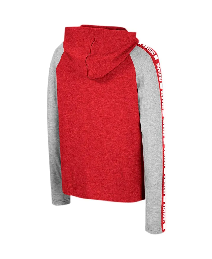 Big Boys Colosseum Crimson Indiana Hoosiers Ned Raglan Long Sleeve Hooded T-shirt