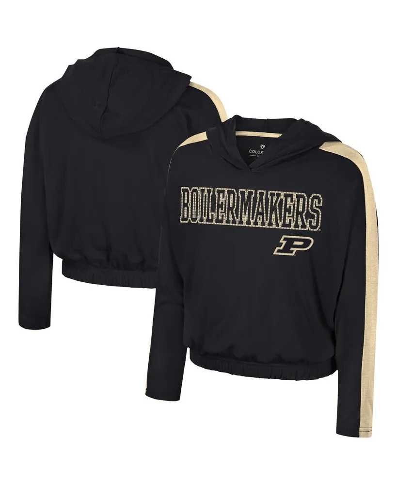 Big Girls Colosseum Black Purdue Boilermakers Illumination Long Sleeve Hoodie T-shirt