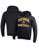 Men's Champion Black Iowa Hawkeyes Basketball Icon Powerblend Pullover Hoodie