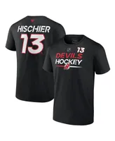 Men's Fanatics Nico Hischier Black New Jersey Devils Authentic Pro Prime Name and Number T-shirt