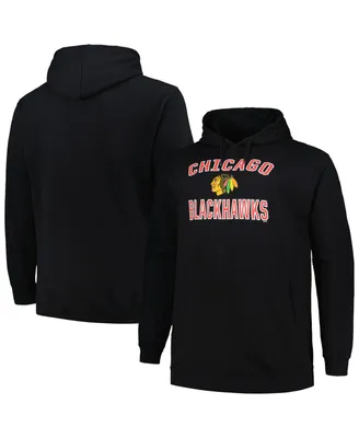 Men's Profile Black Chicago Blackhawks Big and Tall Arch Over Logo Pullover Hoodie