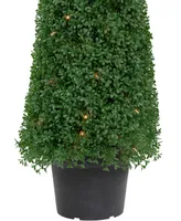 3' Pre-Lit Artificial Boxwood Cone Topiary Tree with Round Pot Clear Lights