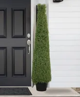 6' Artificial Boxwood Cone Topiary Tree with Round Pot Unlit