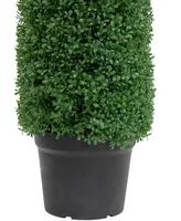 4' Artificial Boxwood Cone Topiary Tree with Pot Unlit