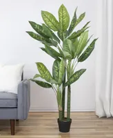 59" Artificial Wide Leaf Dieffenbachia Potted Plant