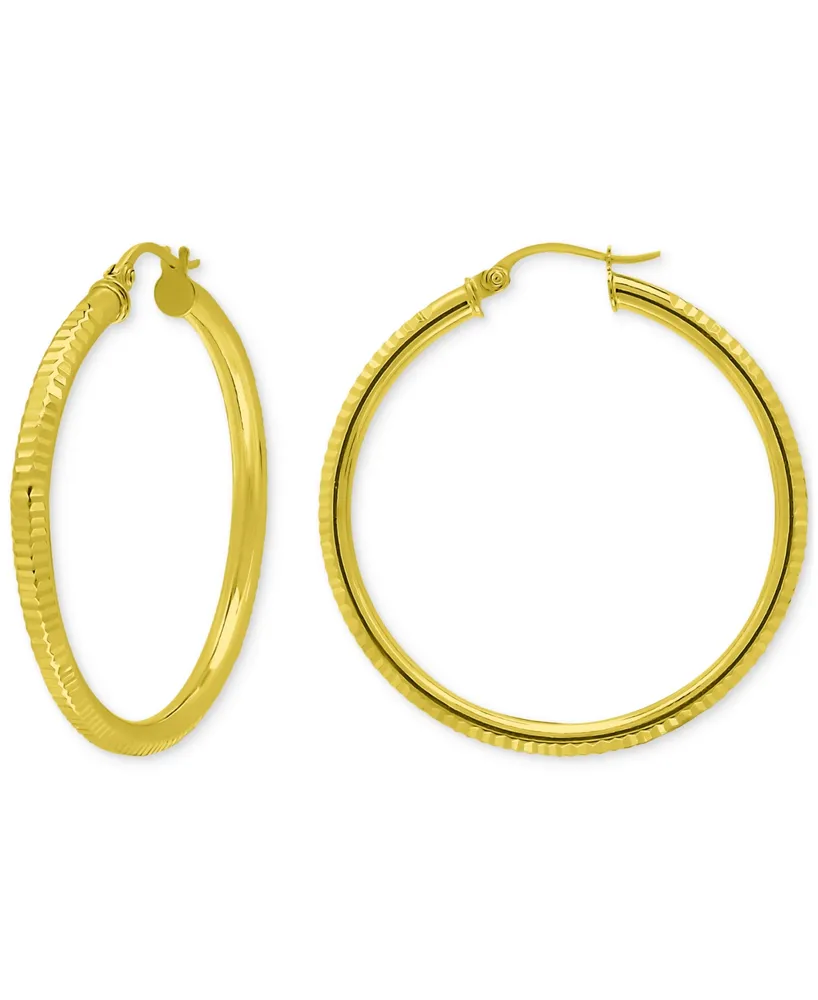 Giani Bernini Textured Tube Medium Hoop Earrings, 35mm, Created for Macy's