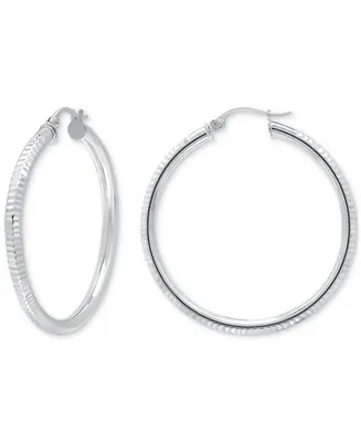 Giani Bernini Textured Tube Medium Hoop Earrings, 35mm, Created for Macy's