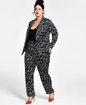 Nina Parker Trendy Plus Size Printed Blazer Pants