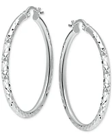 Giani Bernini Textured Medium Hoop Earrings in Sterling Silver, 30mm, Created for Macy's