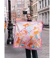 Jessie Zhao New York Double Sided Silk Scarf of Around The World