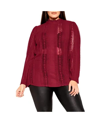 City Chic Plus Paneled Lace Top