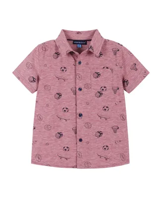 Toddler/Child Boys Sports Print Short Sleeve Knit Button-down shirt