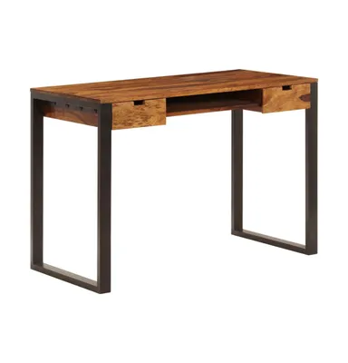 Desk 43.3"x21.7"x30.7" Solid Sheesham Wood and Steel