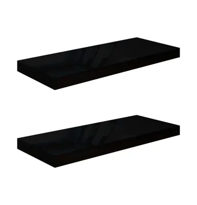 Floating Wall Shelves 2 pcs High Gloss Black 23.6"x9.3"x1.5" Mdf
