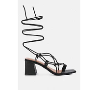 London Rag Provoked Lace Up Block Heeled Sandals