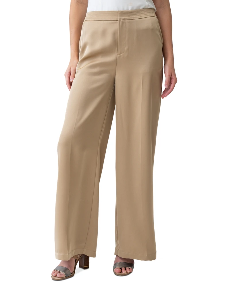 Adrienne Landau Women's Elastic-Back High-Rise Wide-Leg Pants