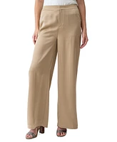 Adrienne Landau Women's Elastic-Back High-Rise Wide-Leg Pants