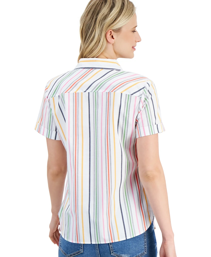 Nautica Jeans Women's Getaway Striped Button-Down Camp Shirt