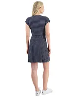 Nautica Jeans Women's Striped Short-Sleeve Surplice-Neck Dress