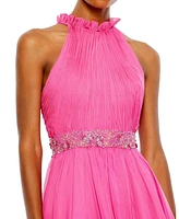 Women's Halter Neck High Low Flowy Gown