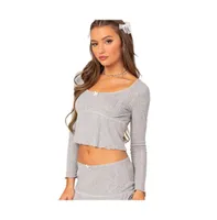 Women's Fig pointelle top - Gray