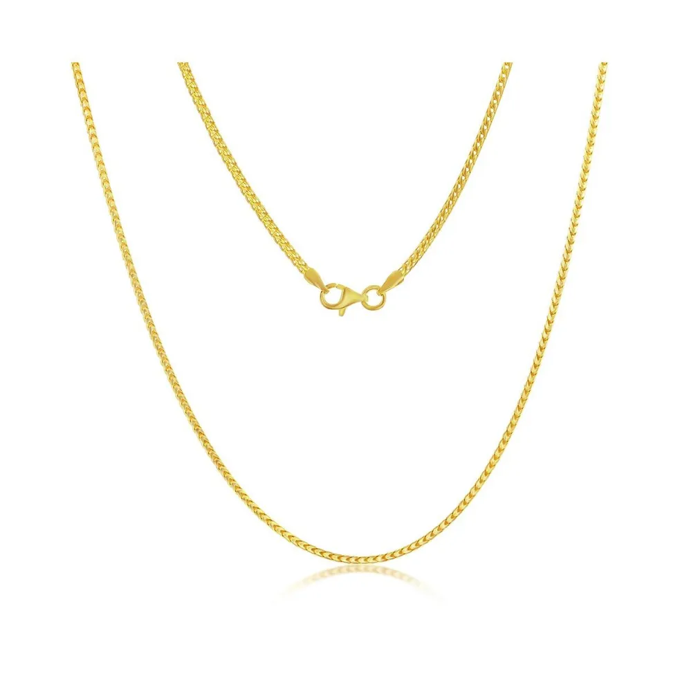 Franco Chain 1.5mm Sterling Silver or Gold Plated Over 22" Necklace