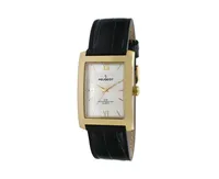 Peugeot Men's 30X40mm Gold Tank Shape Watch with Black Leather Strap