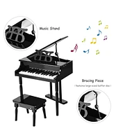 30-Key Kids Piano Keyboard Toy with Bench Piano Lid and Music Rack