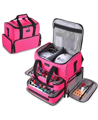Byootique Double Layer Nail Polish Carrying Case Nail Organizer With 2 Removable Transparent Bags For Manicurists Nail Technicians Makeup Artists, Bri