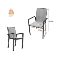 Mondawe Stackable Aluminum Outdoor Dining Arm Chair with Quick Drying Mesh (Set of 2), Gray