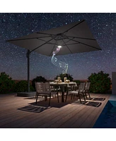 Mondawe 10ft Square Solar Led Offset Cantilever Outdoor Patio Umbrella with Built-in Bluetooth Speaker