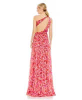 Women's Ieena Printed One Shoulder Cut Out Hi-Lo Gown