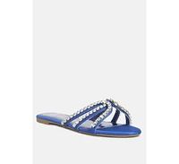 Women's Mezzie Diamante Embellished Flat Sandals