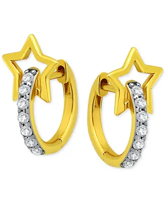 Giani Bernini Cubic Zirconia Interlocking Star & Circle Hoop Earrings in 18k Gold-Plated Sterling Silver, Created for Macy's