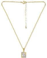 Giani Bernini Cubic Zirconia Baguette Framed Pendant Necklace in 18k Gold-Plated Sterling Silver, 16" + 2" extender, Created for Macy's