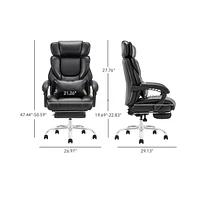 Pu Leather Reclining Office Chair with Footrest 300lbs