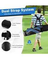 Blue Golf Stand Cart Bag with 6-Way Divider Carry Pockets