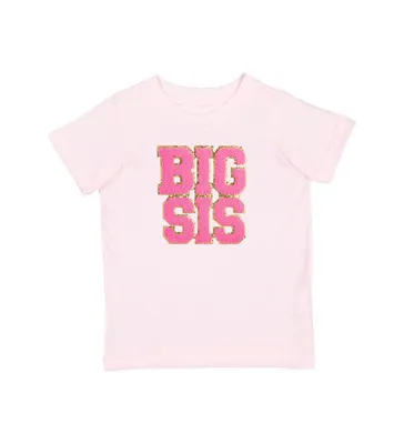 Little and Big Girls Sis Patch Short Sleeve T-Shirt