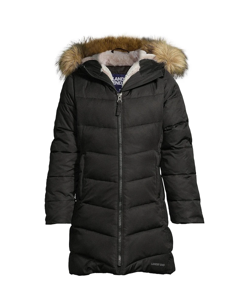 Lands' End Child Girls Winter Fleece Lined Down Alternative Thermo Plume Coat