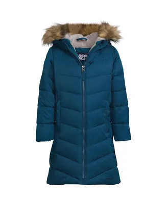 Lands' End Child Girls Winter Fleece Lined Down Alternative Thermo Plume Coat