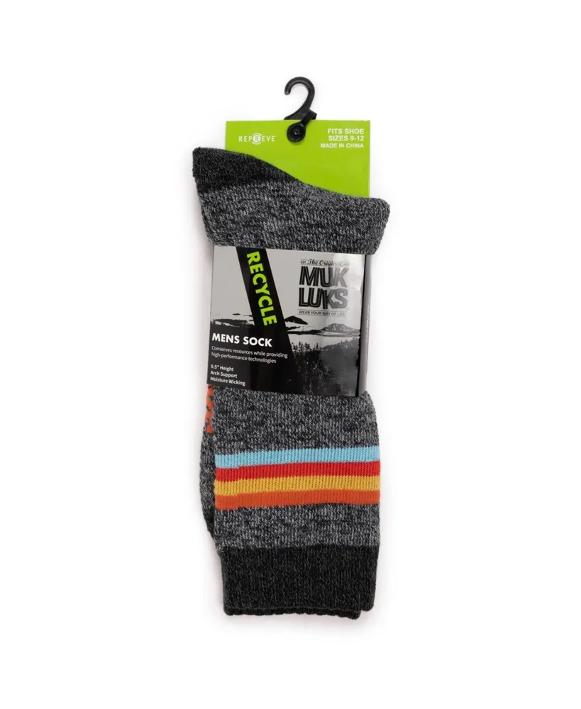 Muk Luks Men's Repreve Sock, Black Stripe, One Size