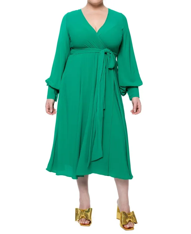 meghan la lilypad midi dress MEGHAN LA Lilypad Long Sleeve Wrap Maxi Dress