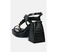 Women's Freckling Metal Chain Block Heel Sandals